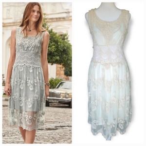 Sundance Lasting Love Embroidered Mesh Lace Sleeveless Dress 4. Cream in color